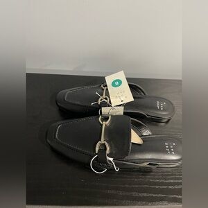 a new day Black Mules with Silver Accent